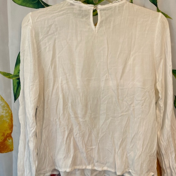 Papaya Cream color long sleeve Embroidery Blouse size large - Picture 7 of 13